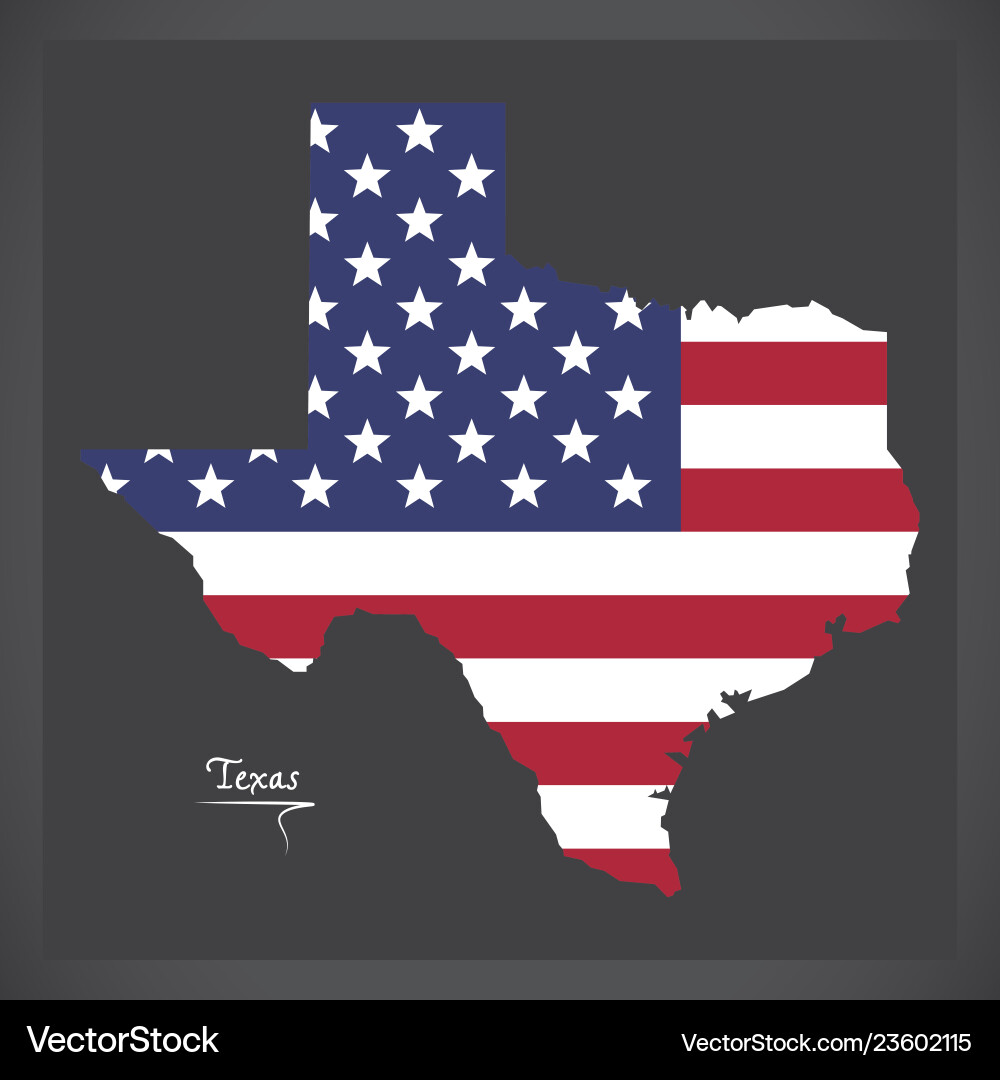 Texas map with american national flag Texas map with american national flag vector image