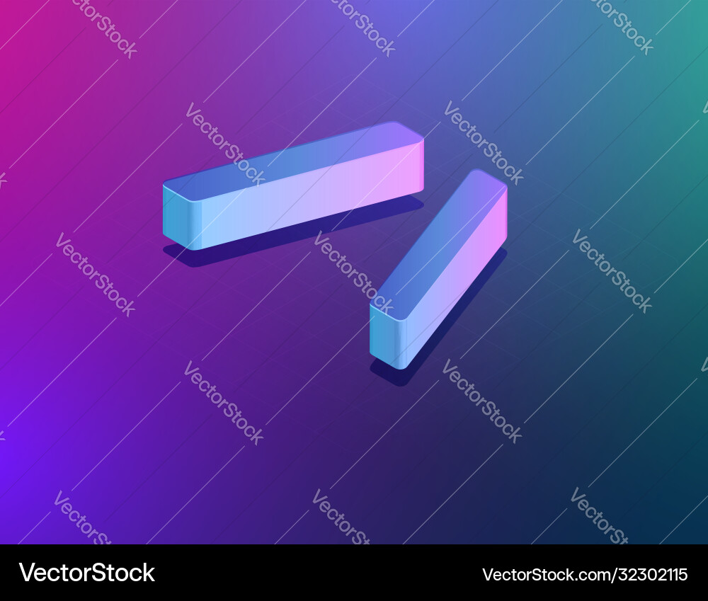 Three dee tech font slash character isometric Three dee tech font slash character isometric Vector Image
