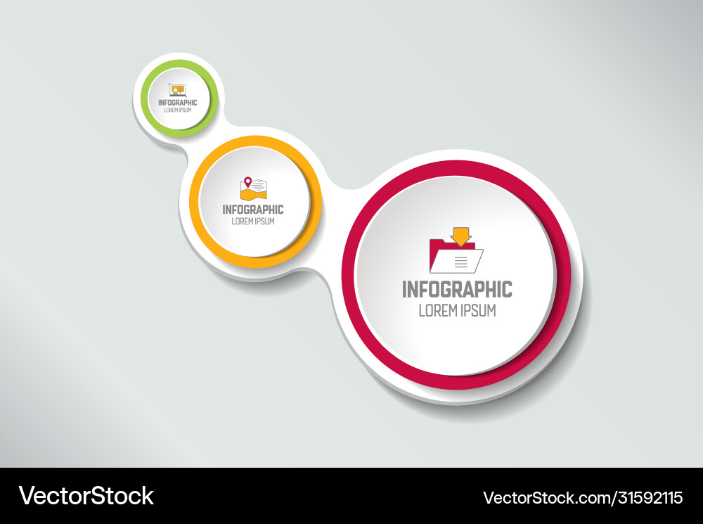 Three steps elements bubble chart scheme diagram Three steps elements bubble chart scheme diagram vector image