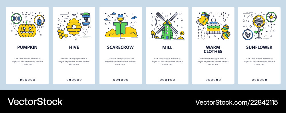 Web site linear art onboarding screens Web site linear art onboarding screens Vector Image