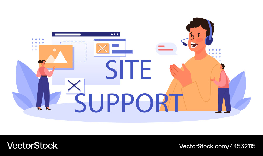 Website technical support typographic header idea Website technical support typographic header idea vector image
