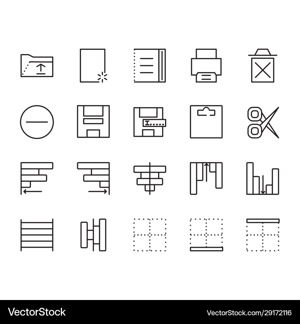 Application icon set design line style part 1 Application icon set design line style part 1 Vector Image