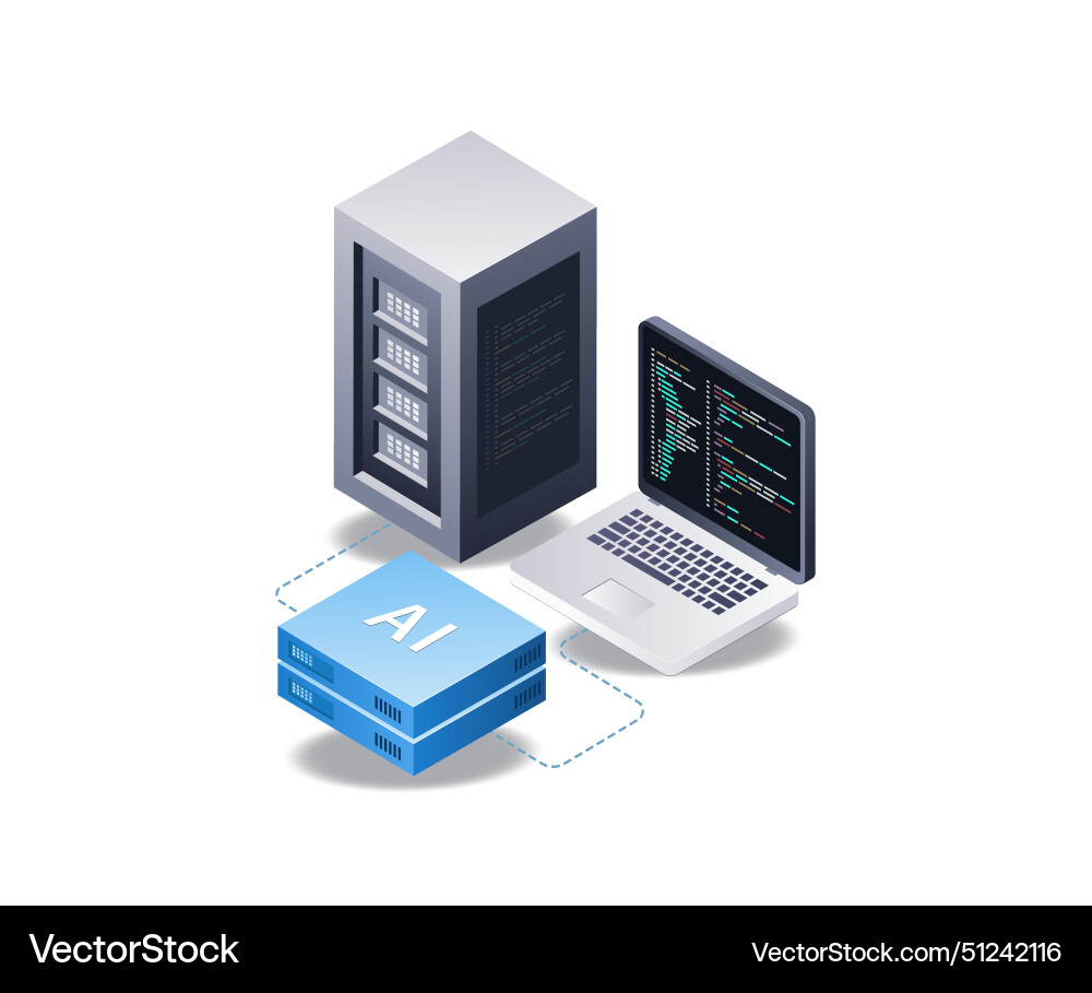 Computer artificial intelligence data server Computer artificial intelligence data server vector image