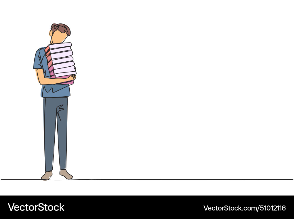 Continuous one line drawing man standing hugging Continuous one line drawing man standing hugging Vector Image