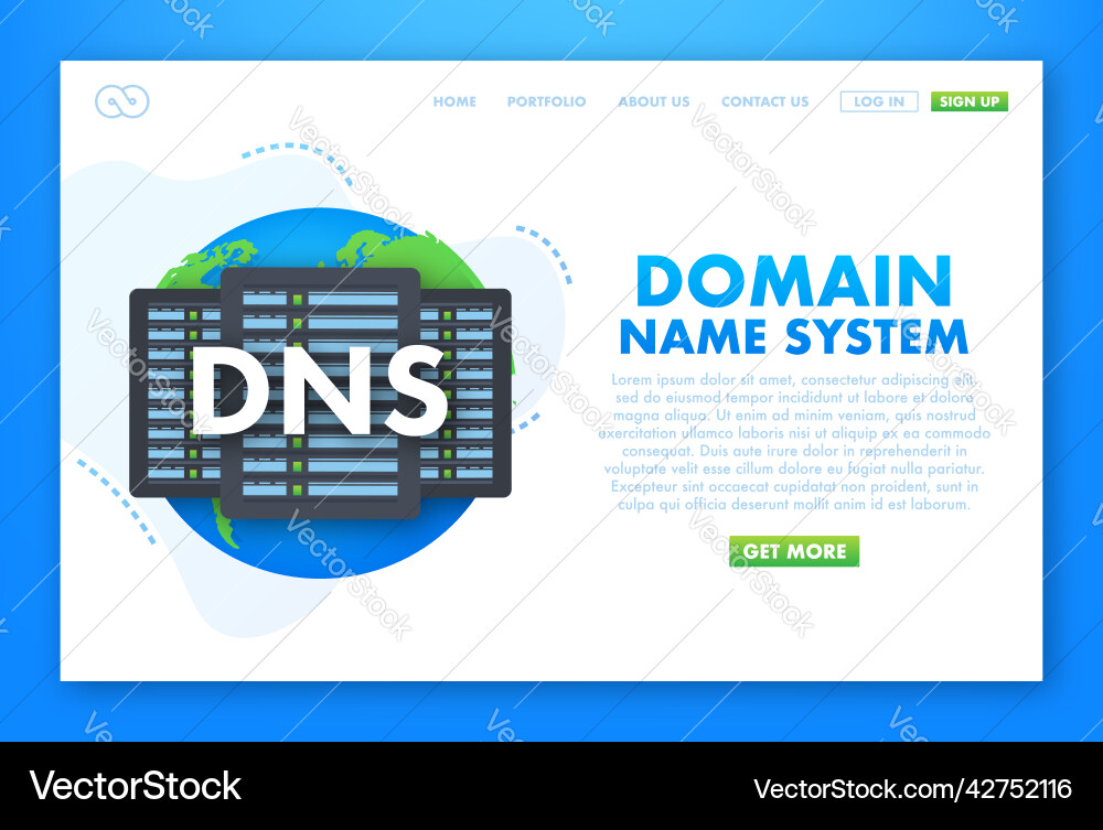 Dns domain name system server global Dns domain name system server global vector image