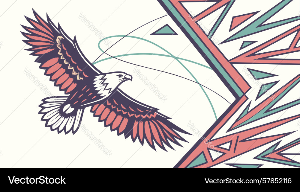 Dynamic eagle with abstract spiraling elements Vector Image