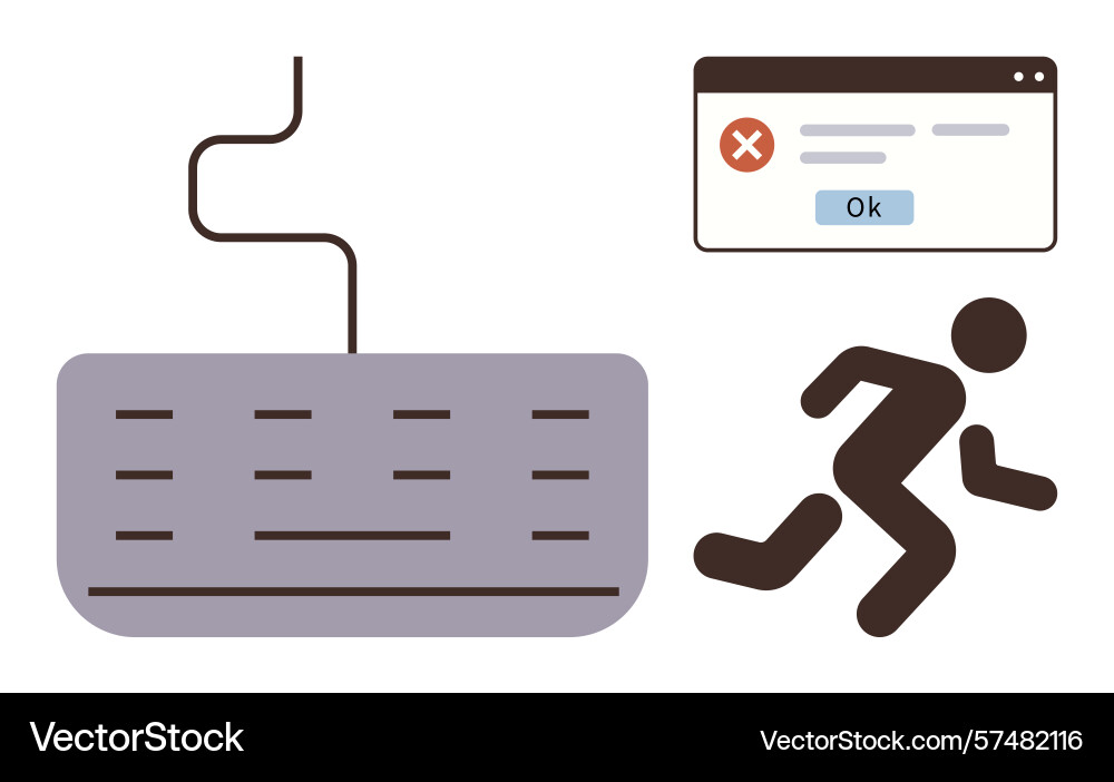 Error message keyboard and running figure Error message keyboard and running figure vector image