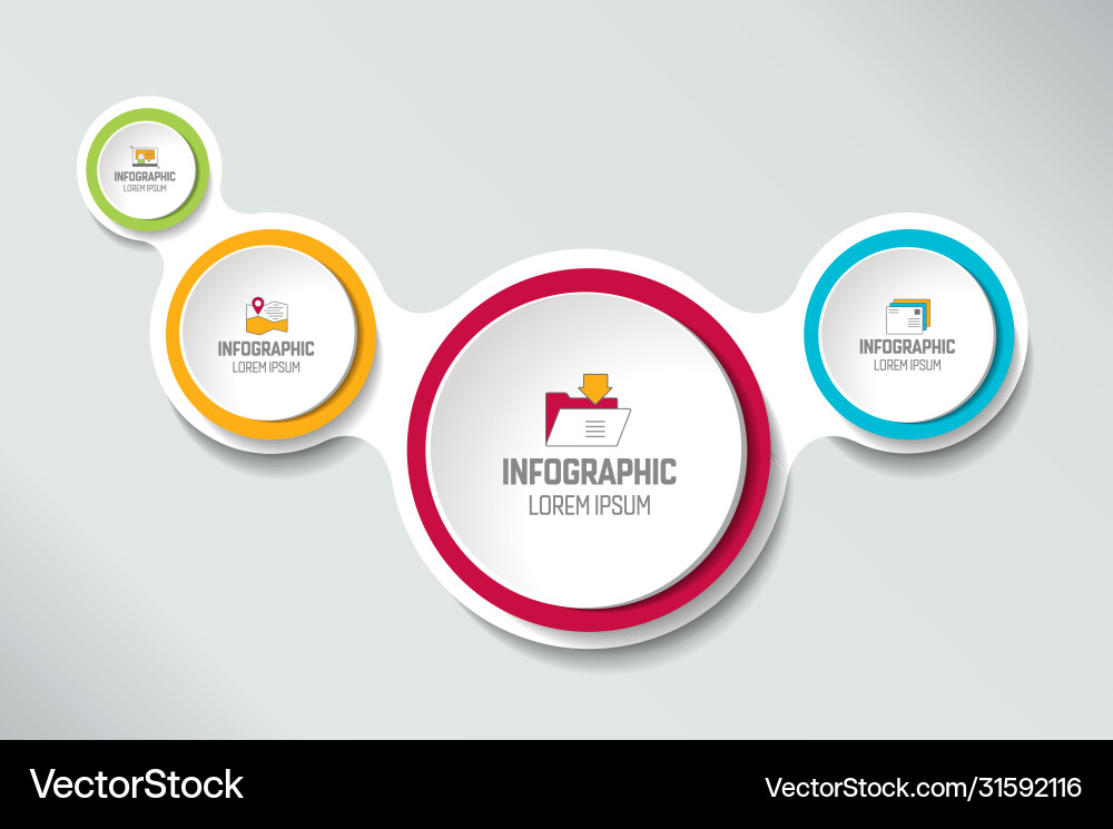 Four steps elements bubble chart scheme diagram vector image