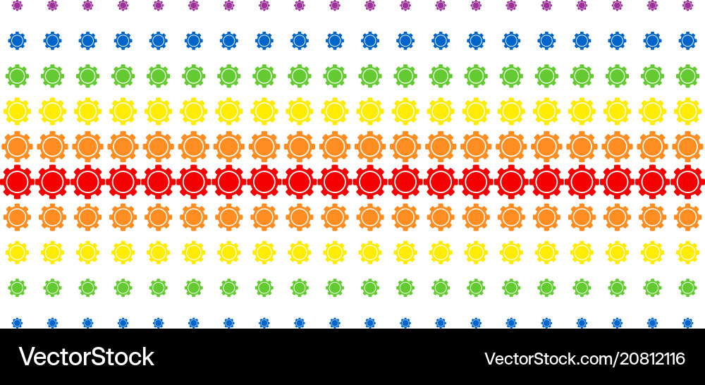 Gear shape halftone spectrum array Gear shape halftone spectrum array Vector Image
