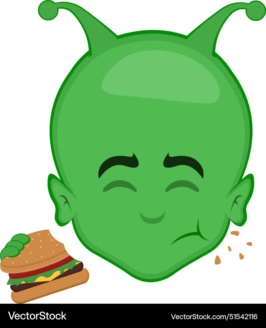 Grün Alien und Kopf Cartoon Essen Burger Grün Alien und Kopf Cartoon Essen Burger vektorbild