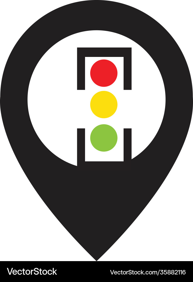 Map pointer traffic light signal - icon Map pointer traffic light signal - icon Vector Image
