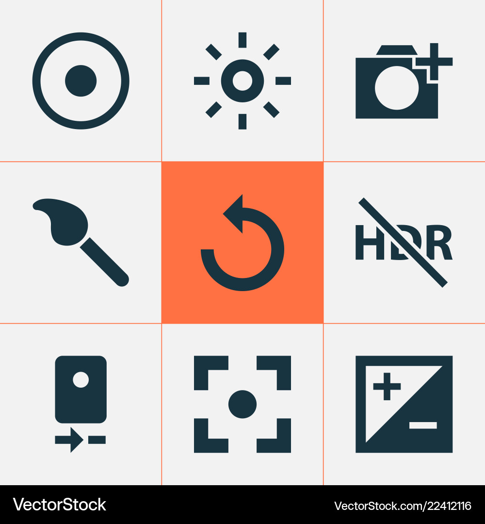 Picture icons set with effect reload exposure vector image
