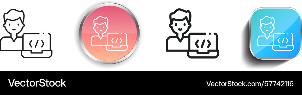 Programmer Icon dünn linear regelmäßig und Taste Programmer Icon dünn linear regelmäßig und Taste vektorbild