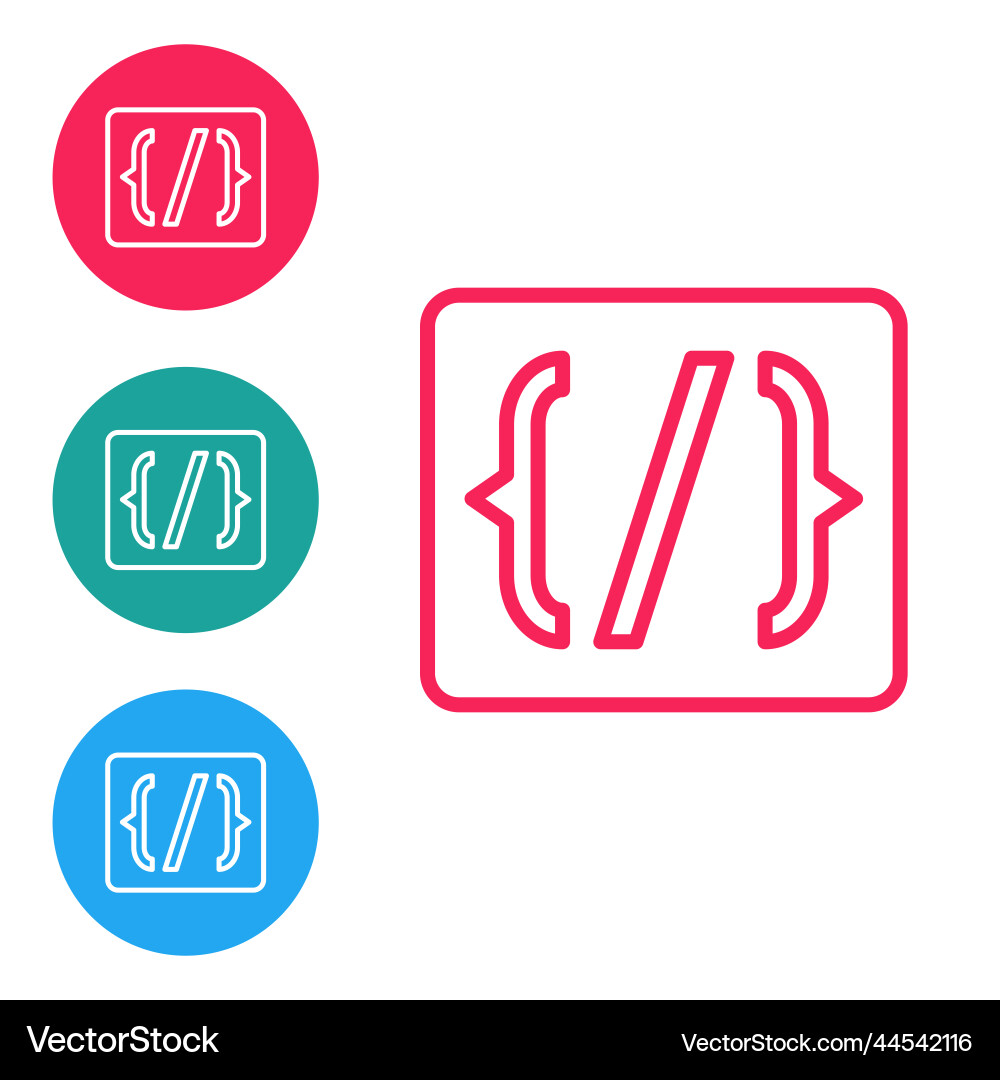Red line programming language syntax icon isolated Red line programming language syntax icon isolated vector image