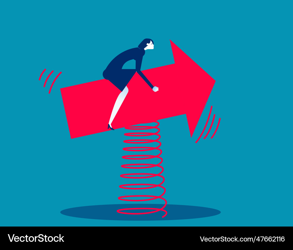Riding forward on red arrow with spring mounted Riding forward on red arrow with spring mounted vector image