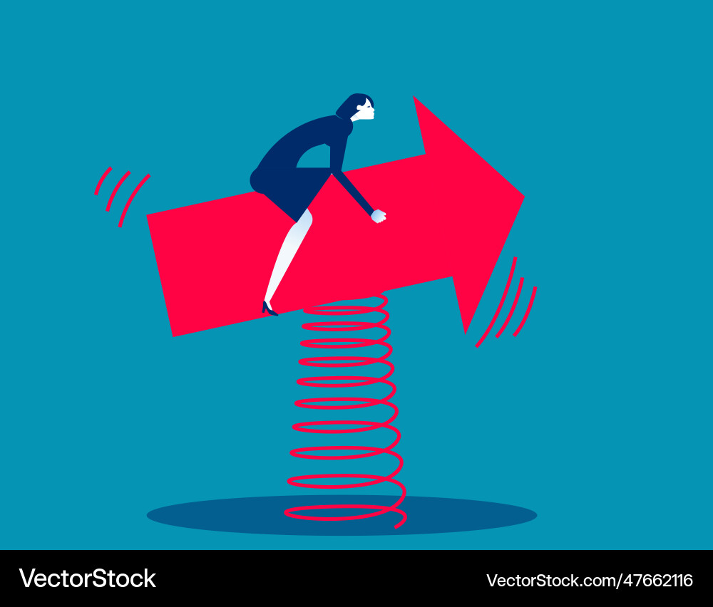 Riding forward on red arrow with spring mounted vector image