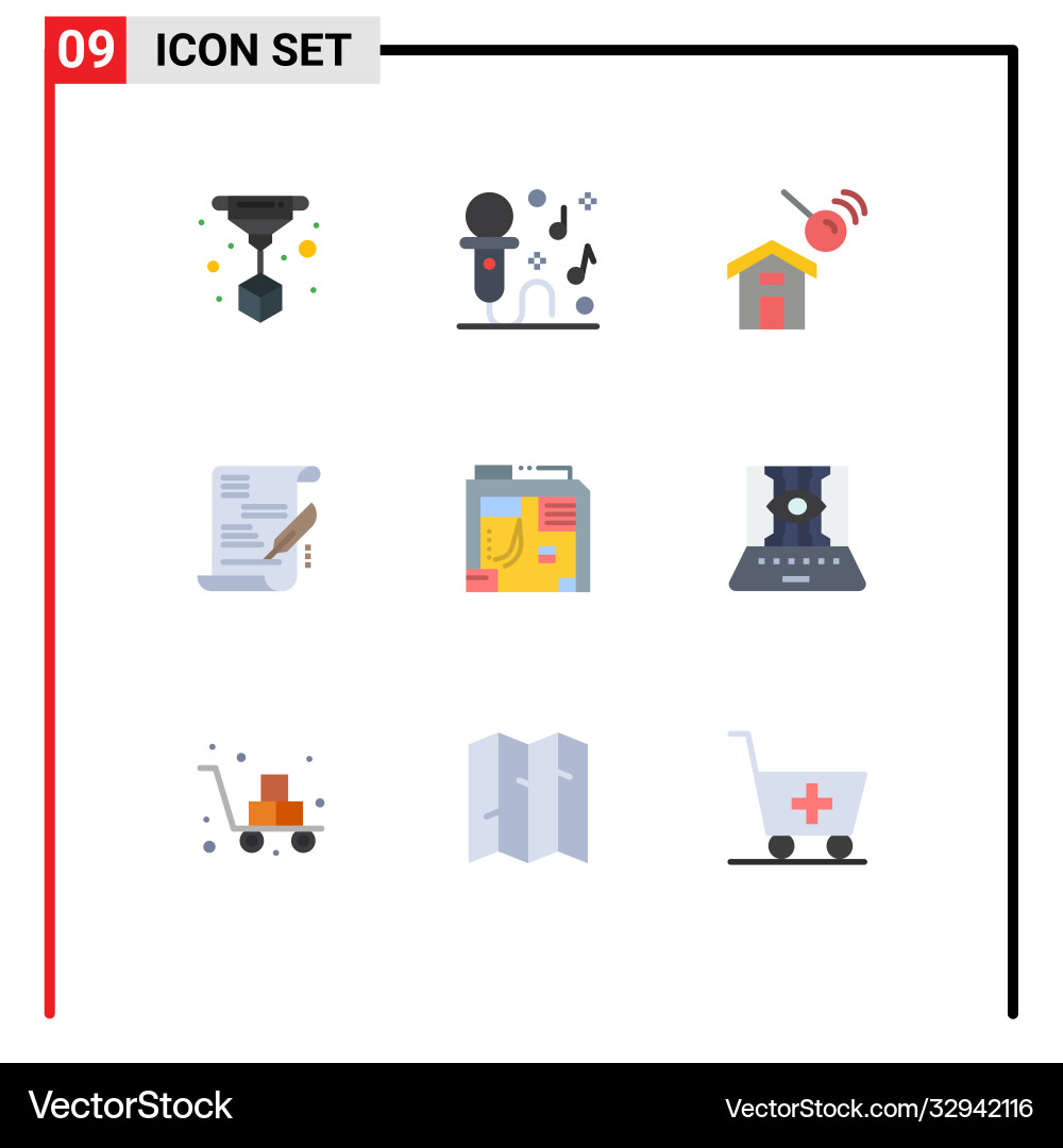Set 9 flat colors on grid for computer box vector image