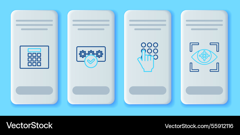 Set line password protection and eye scan icon Set line password protection and eye scan icon vector image