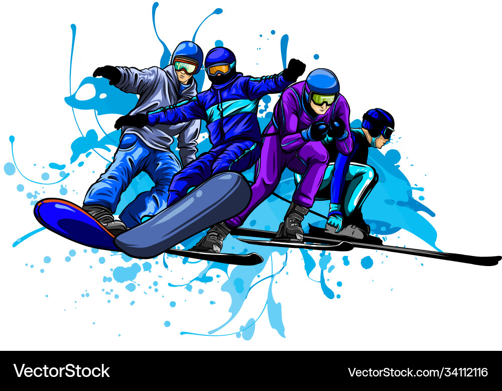 Set skiers people skiing design Set skiers people skiing design Vector Image