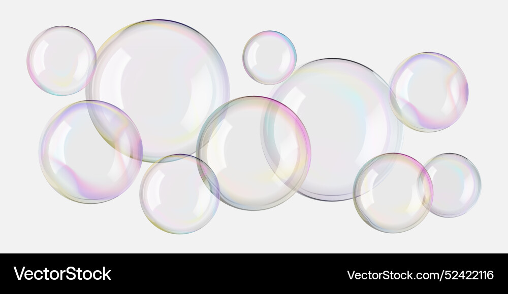 Soap 3d bubble set of sphere and circle Soap 3d bubble set of sphere and circle vector image