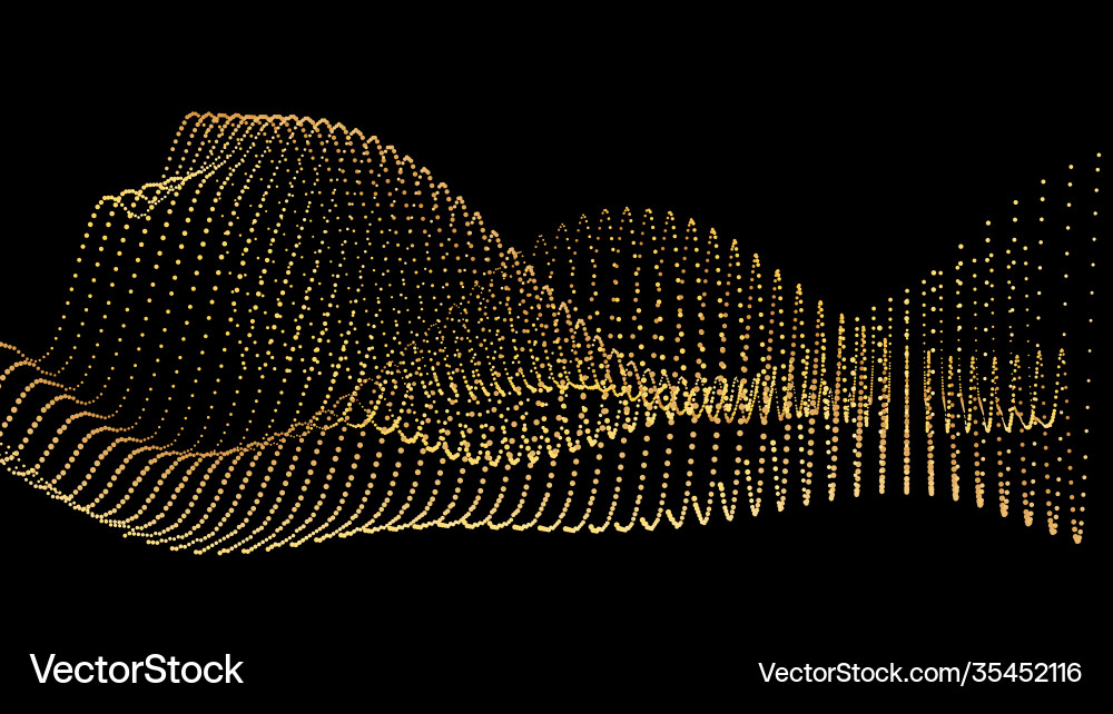 Sound wave from node gold interface big data flow Sound wave from node gold interface big data flow vector image