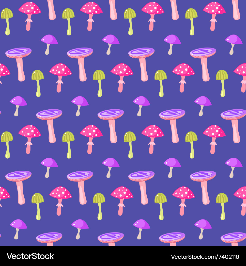 Spring forest mushroom seamless pattern vector image