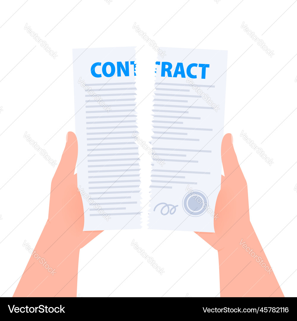 Terminated contract document form torn Terminated contract document form torn vector image