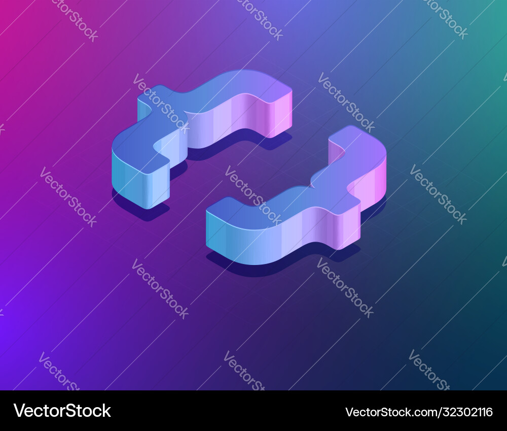 Three dee tech font bracket character isometric Three dee tech font bracket character isometric Vector Image