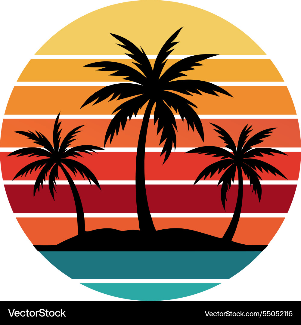 Tropical Sunset Palms Royalty Free Vector Image