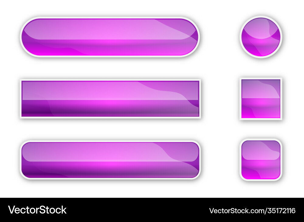 Web glossy buttons with shadow bright Web glossy buttons with shadow bright Vector Image