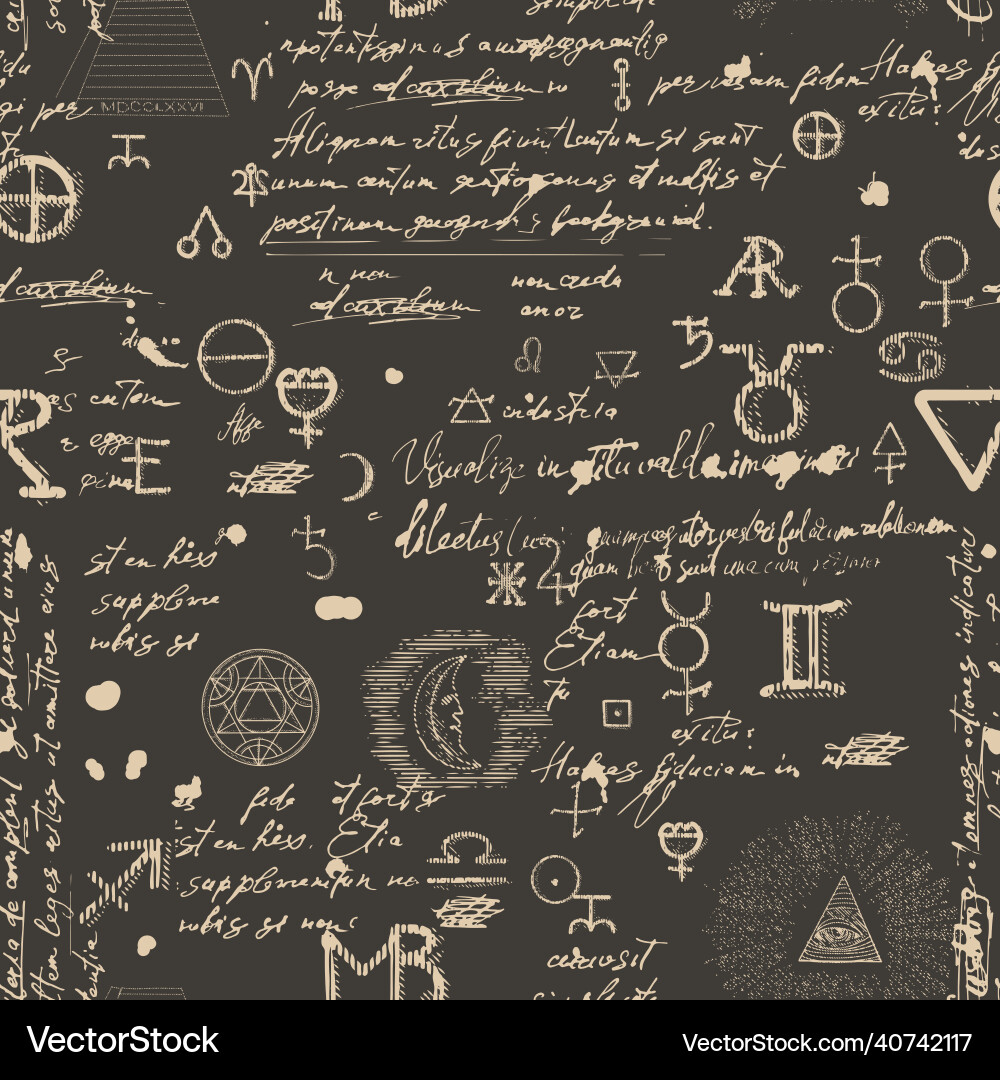A pattern with an esoteric manuscript A pattern with an esoteric manuscript vector image