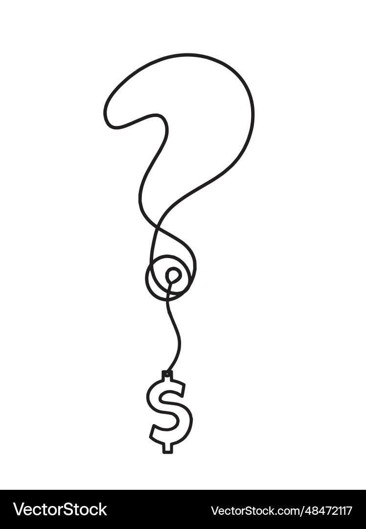 Abstract question mark with dollar continuous Abstract question mark with dollar continuous Vector Image