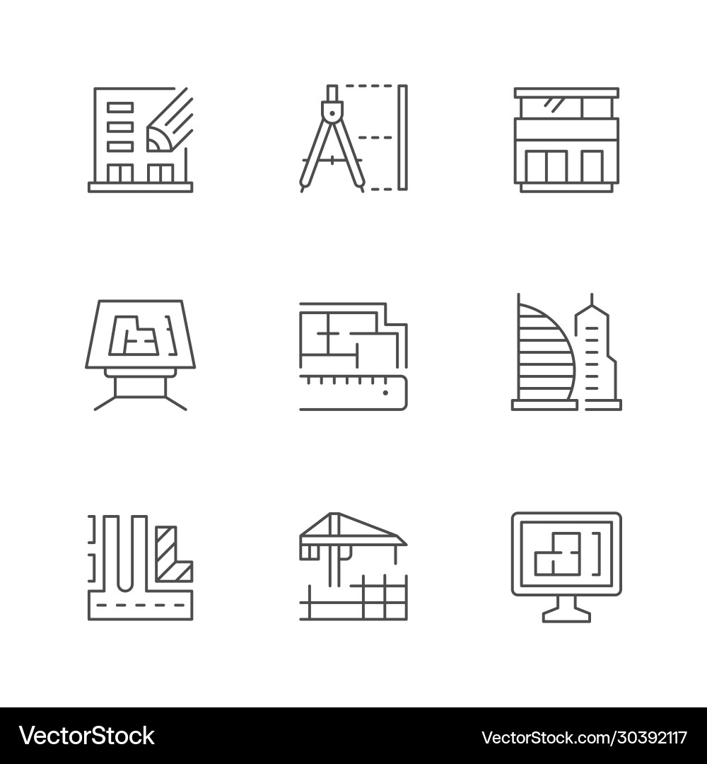 Architecture Line Icons Set vector image