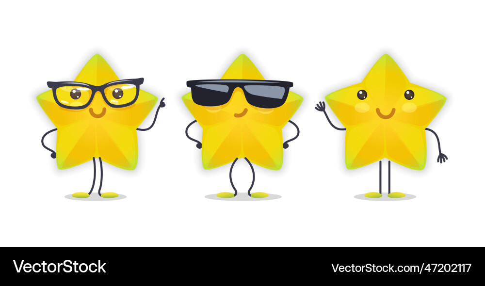 Carambola character with various face expressions Carambola character with various face expressions vector image