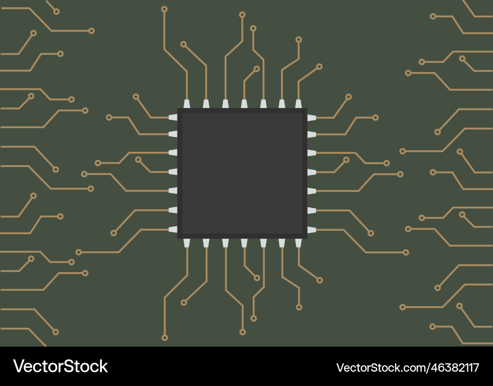 Circuit board with a microprocessor Circuit board with a microprocessor vector image