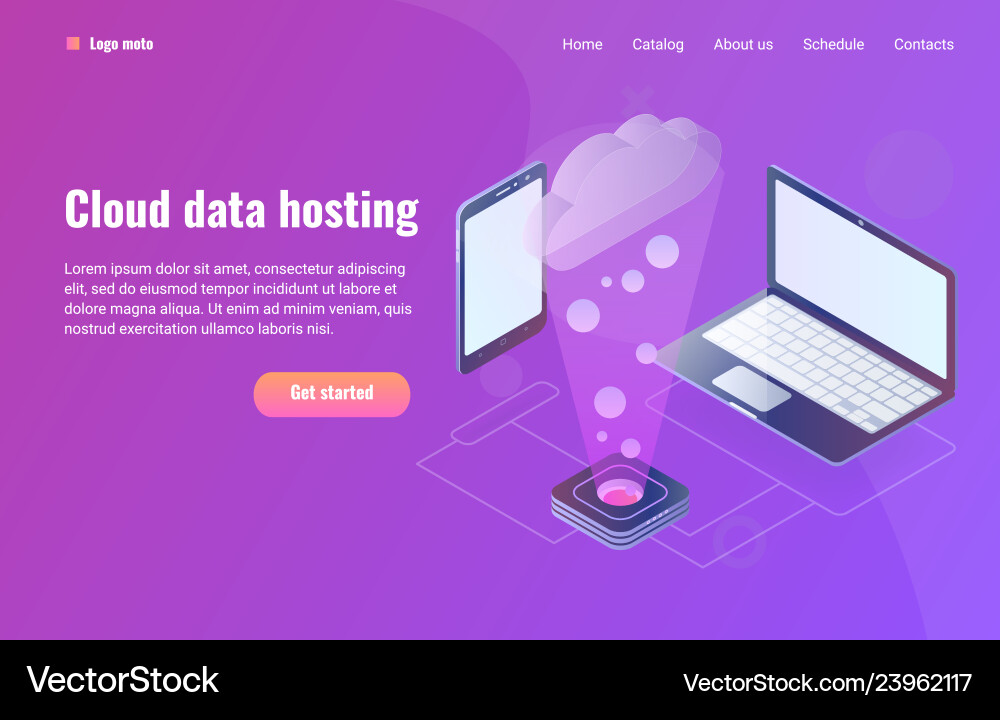 Cloud data hosting with phone Cloud data hosting with phone vector image