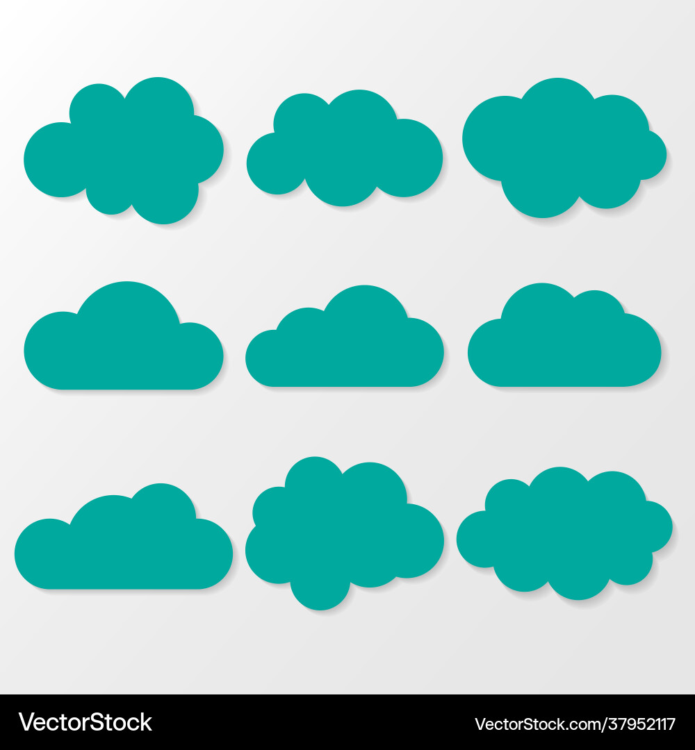 Clouds icon set with shadow vector image