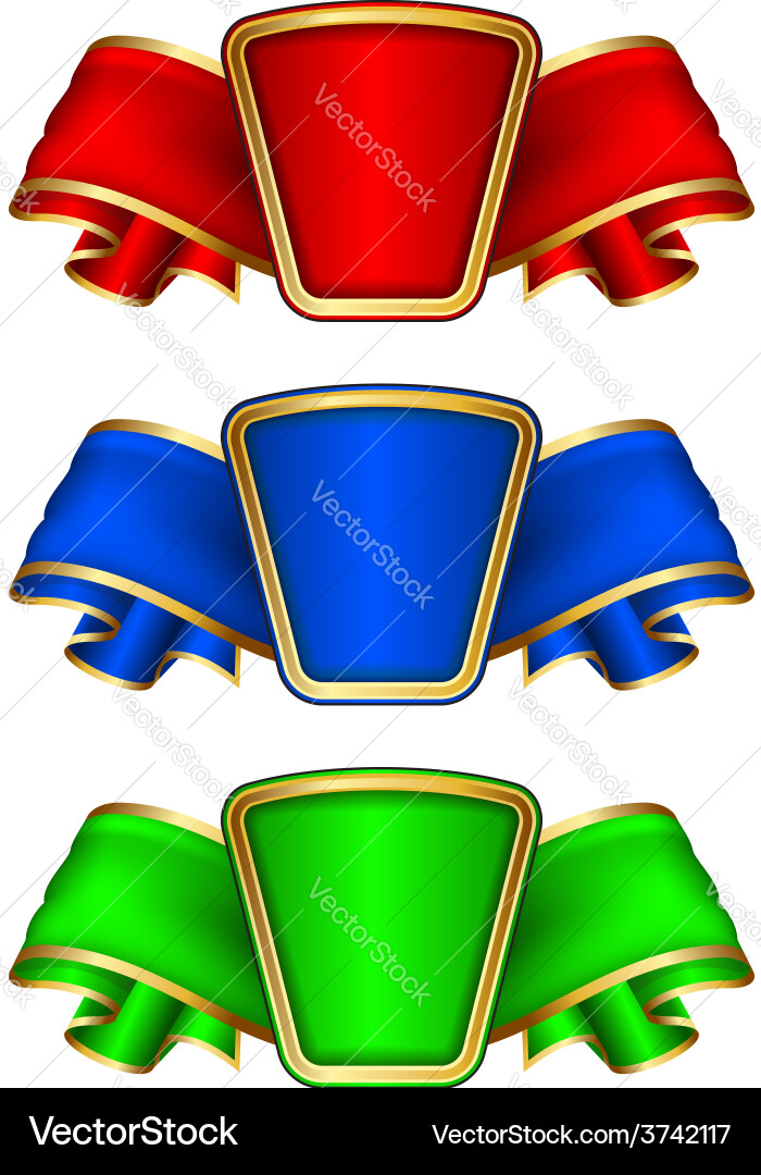 Collection frame with ribbon in 3 color Vector Image