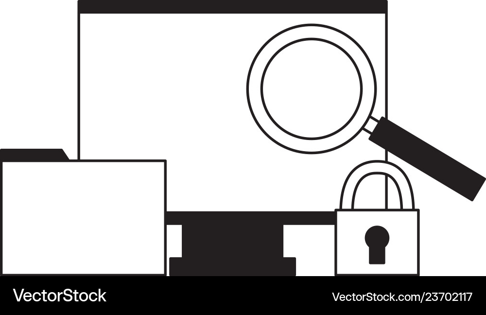 Computer monitor folder security analysis Computer monitor folder security analysis vector image