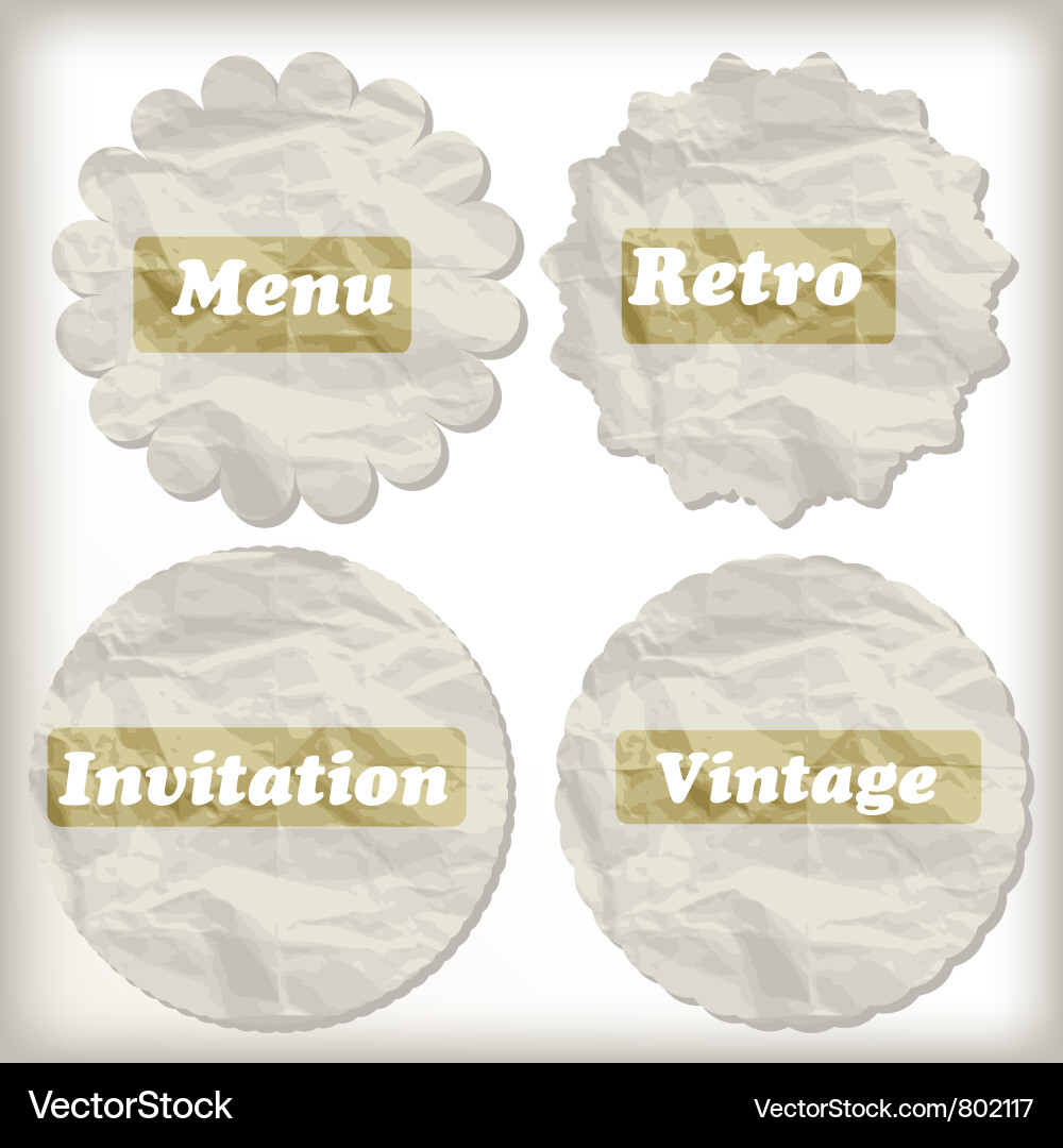 Crumpled paper icons place for your text Vector Image