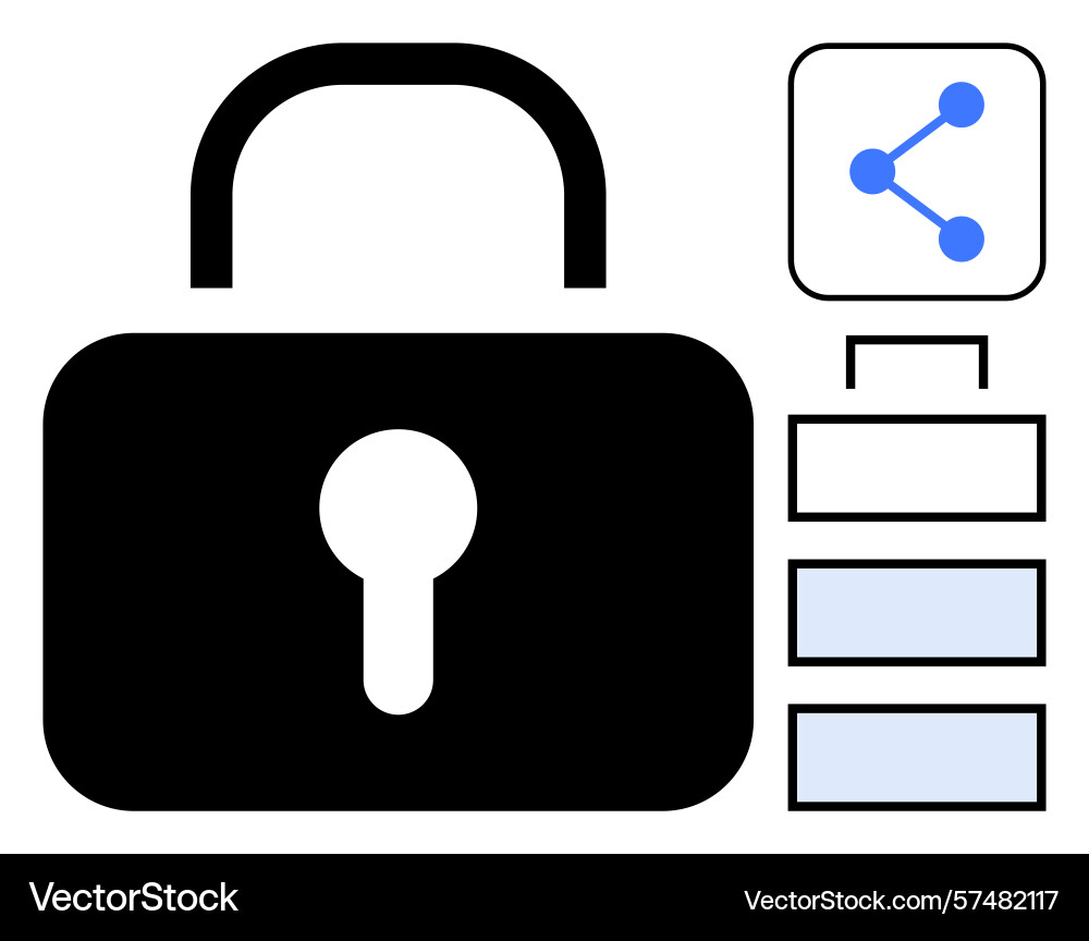 Data security concept with lock icon and network Data security concept with lock icon and network vector image