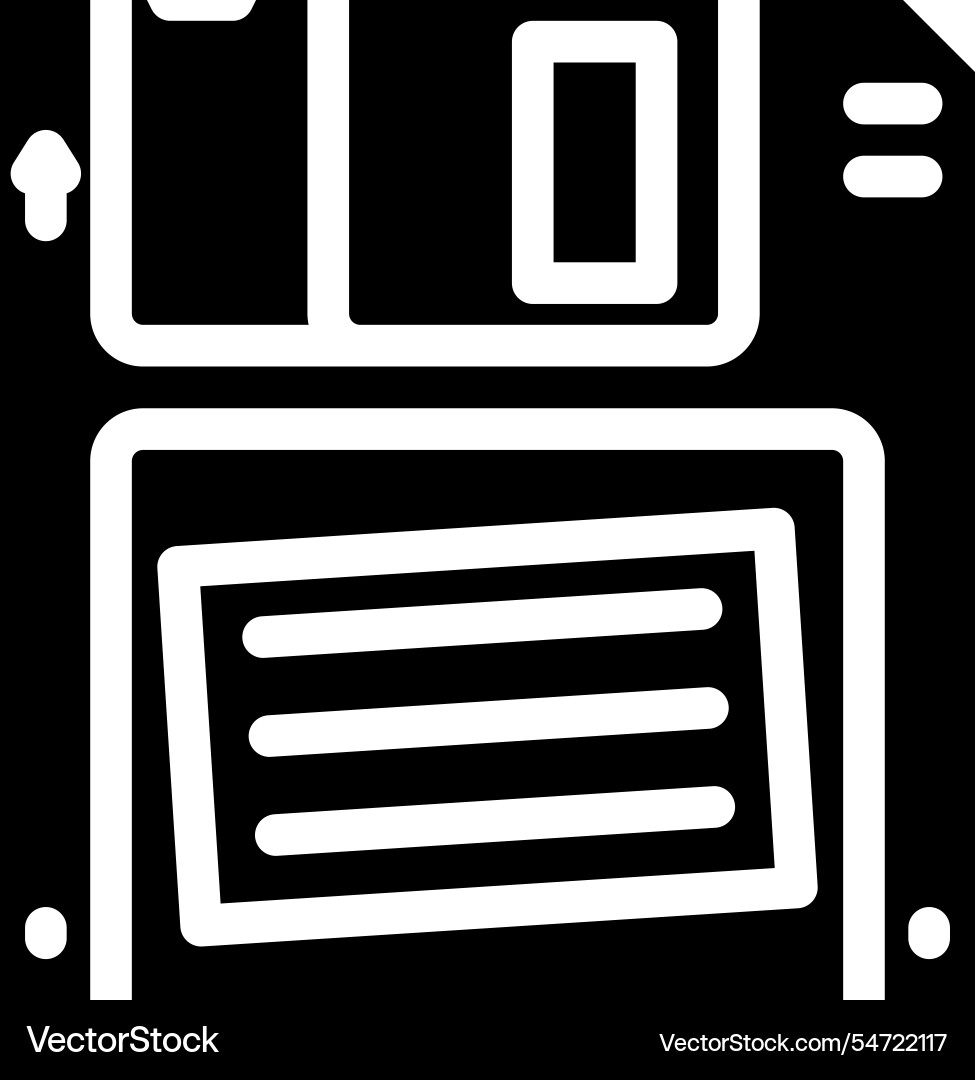 Digital data storage floppy disk glyph icon Digital data storage floppy disk glyph icon vector image