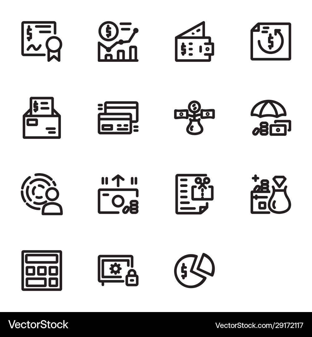 Finance icon set design line style part 1 perfect Vector Image
