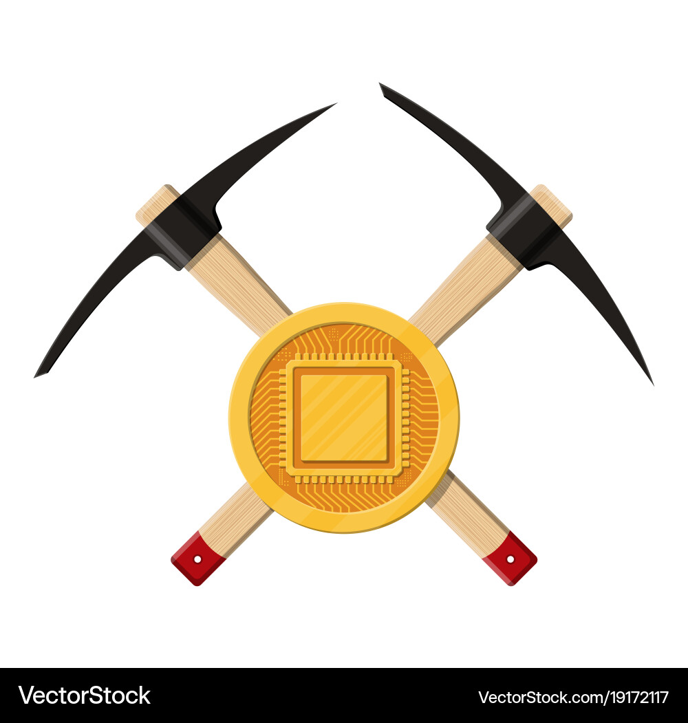 Golden coin with computer chip vector image