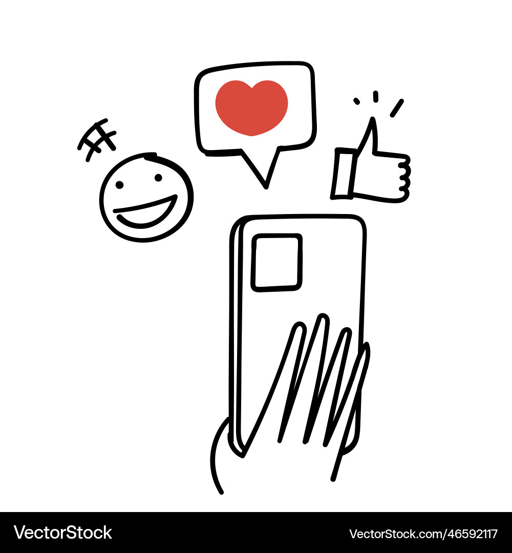 Hand drawn doodle communication via the internet vector image