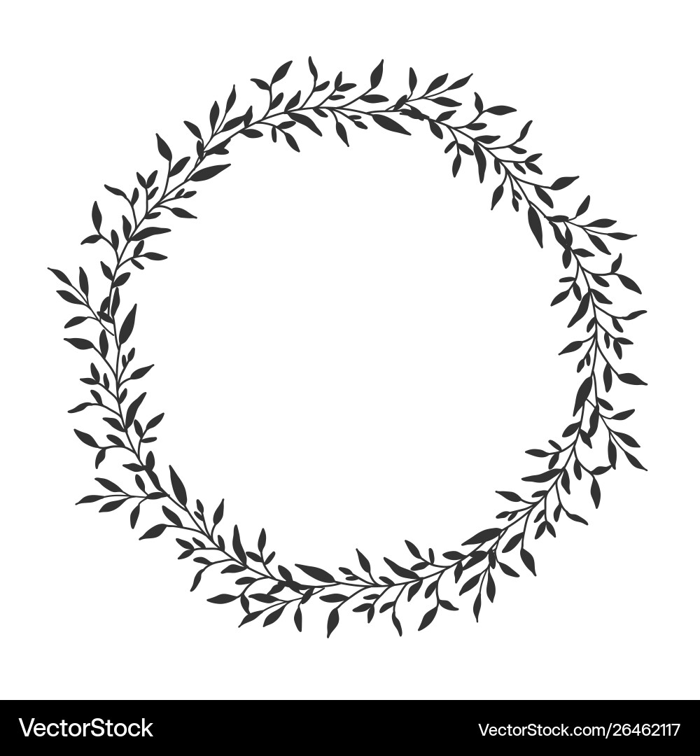 Hand drawn floral oval frame wreath on white Hand drawn floral oval frame wreath on white vector image