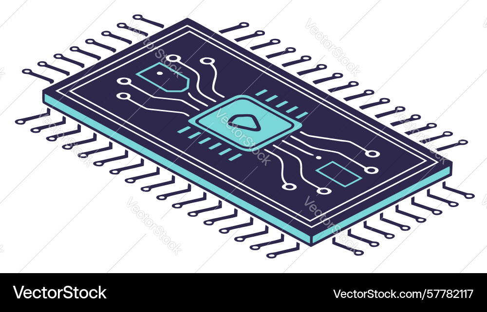 Microprocessor on a circuit board representing vector image