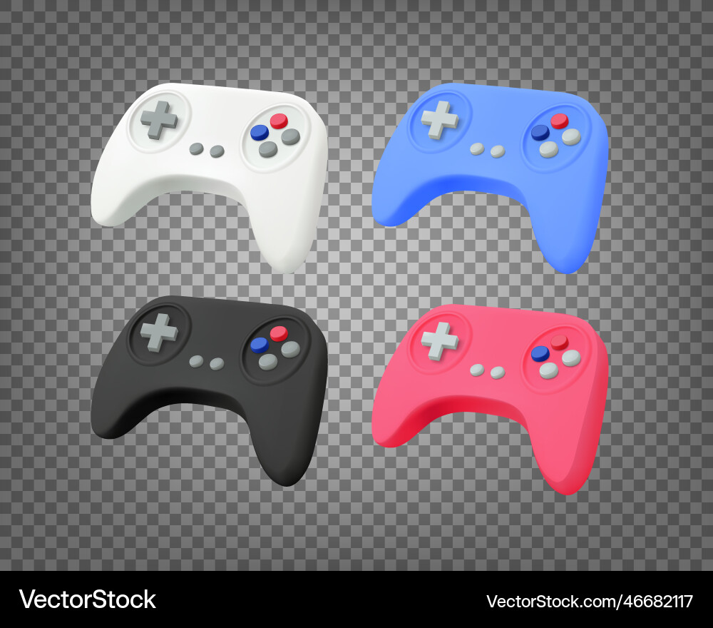 Modern gamepads set isolated on transparent Vector Image