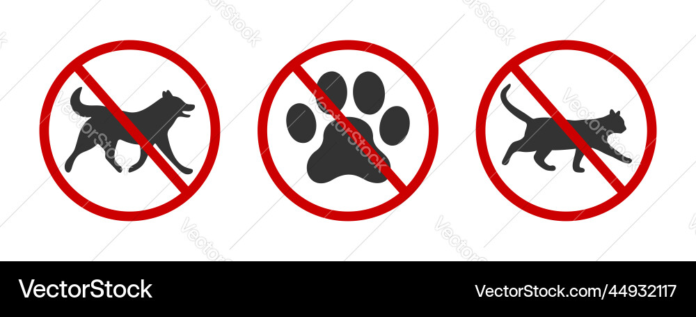 No pets allowed icons domestic animals walking No pets allowed icons domestic animals walking vector image
