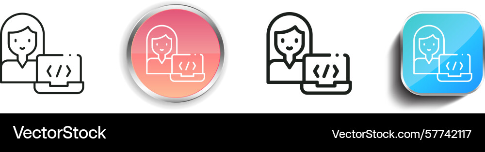 Programmer icon thin linear regular and button Programmer icon thin linear regular and button vector image